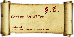 Gerics Balázs névjegykártya